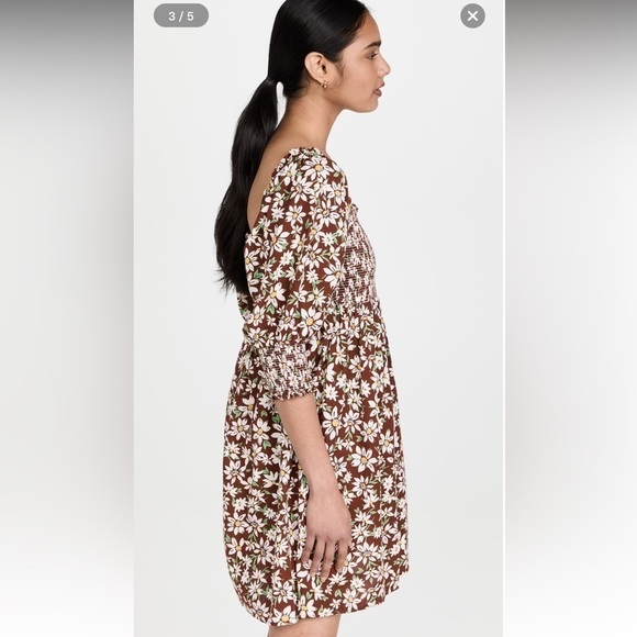 RIXO Brenda Mini Floral Chocolate Brown Daisy Chain Dress in Size Small - Picture 5 of 12